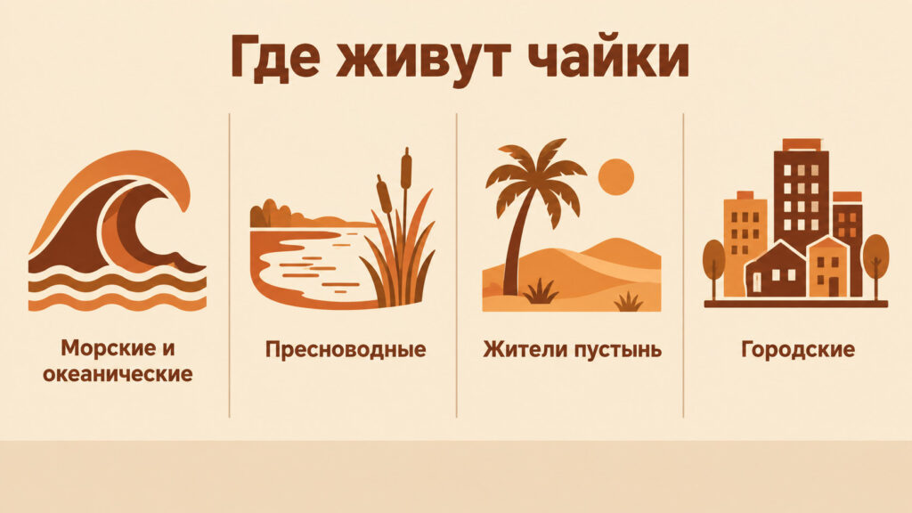 Четыре подтипа чаек по месту обитания