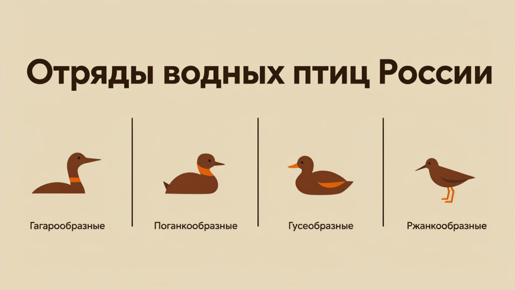 Отряды водных птиц России — инфографика